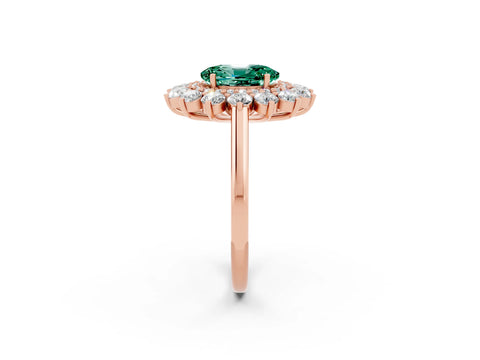 Rose gold Oval Cut Halo Cluster Diamond Ring with Pave Band and Four-Prong Setting_14
