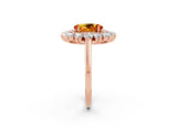 Rose gold Oval Cut Halo Cluster Diamond Ring with Pave Band and Four-Prong Setting_14