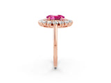 Rose gold Oval Cut Halo Cluster Diamond Ring with Pave Band and Four-Prong Setting_14