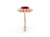 Rose gold Oval Cut Halo Cluster Diamond Ring with Pave Band and Four-Prong Setting_14