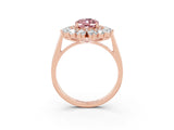 Rose gold Oval Cut Halo Cluster Diamond Ring with Pave Band and Four-Prong Setting_15