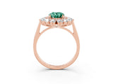 Rose gold Oval Cut Halo Cluster Diamond Ring with Pave Band and Four-Prong Setting_15