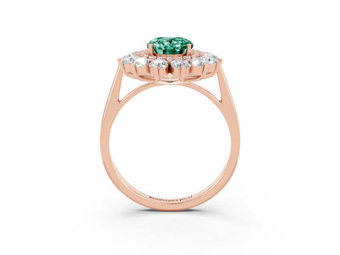 Rose gold Oval Cut Halo Cluster Diamond Ring with Pave Band and Four-Prong Setting_15