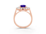 Rose gold Oval Cut Halo Cluster Diamond Ring with Pave Band and Four-Prong Setting_15