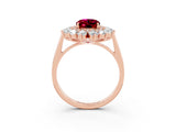 Rose gold Oval Cut Halo Cluster Diamond Ring with Pave Band and Four-Prong Setting_15