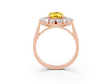 Rose gold Oval Cut Halo Cluster Diamond Ring with Pave Band and Four-Prong Setting_15