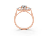 Rose gold Oval Cut Halo Cluster Diamond Ring with Pave Band and Four-Prong Setting_15