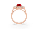 Rose gold Oval Cut Halo Cluster Diamond Ring with Pave Band and Four-Prong Setting_15