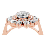 Rose gold Oval Cut Halo Cluster Diamond Ring with Pave Band and Four-Prong Setting_16