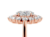 Rose gold Oval Cut Halo Cluster Diamond Ring with Pave Band and Four-Prong Setting_17