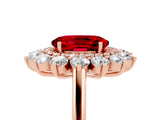 Rose gold Oval Cut Halo Cluster Diamond Ring with Pave Band and Four-Prong Setting_17