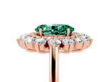 Rose gold Oval Cut Halo Cluster Diamond Ring with Pave Band and Four-Prong Setting_17