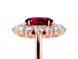 Rose gold Oval Cut Halo Cluster Diamond Ring with Pave Band and Four-Prong Setting_17