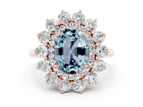 Rose gold Oval Cut Halo Cluster Diamond Ring with Pave Band and Four-Prong Setting_18