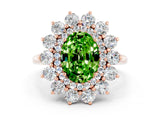Rose gold Oval Cut Halo Cluster Diamond Ring with Pave Band and Four-Prong Setting_18