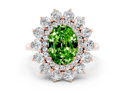 Rose gold Oval Cut Halo Cluster Diamond Ring with Pave Band and Four-Prong Setting_18