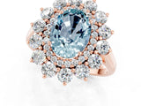 Rose gold Oval Cut Halo Cluster Diamond Ring with Pave Band and Four-Prong Setting_19