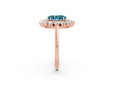 Rose gold Oval Cut Halo Cluster Diamond Ring with Pave Band and Four-Prong Setting_20