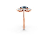 Rose gold Oval Cut Halo Cluster Diamond Ring with Pave Band and Four-Prong Setting_20