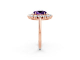 Rose gold Oval Cut Halo Cluster Diamond Ring with Pave Band and Four-Prong Setting_20