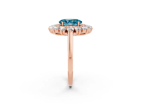 Rose gold Oval Cut Halo Cluster Diamond Ring with Pave Band and Four-Prong Setting_20