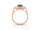Rose gold Oval Cut Halo Cluster Diamond Ring with Pave Band and Four-Prong Setting_21