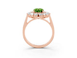 Rose gold Oval Cut Halo Cluster Diamond Ring with Pave Band and Four-Prong Setting_21