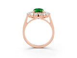 Rose gold Oval Cut Halo Cluster Diamond Ring with Pave Band and Four-Prong Setting_21