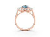 Rose gold Oval Cut Halo Cluster Diamond Ring with Pave Band and Four-Prong Setting_21