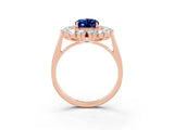 Rose gold Oval Cut Halo Cluster Diamond Ring with Pave Band and Four-Prong Setting_21