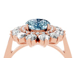 Rose gold Oval Cut Halo Cluster Diamond Ring with Pave Band and Four-Prong Setting_22