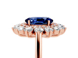 Rose gold Oval Cut Halo Cluster Diamond Ring with Pave Band and Four-Prong Setting_23
