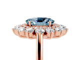 Rose gold Oval Cut Halo Cluster Diamond Ring with Pave Band and Four-Prong Setting_23