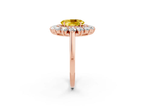 Rose gold Oval Cut Halo Cluster Diamond Ring with Pave Band and Four-Prong Setting_2