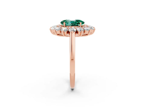 Rose gold Oval Cut Halo Cluster Diamond Ring with Pave Band and Four-Prong Setting_2