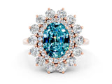 Rose gold Oval Cut Halo Cluster Diamond Ring with Pave Band and Four-Prong Setting_30