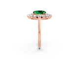 Rose gold Oval Cut Halo Cluster Diamond Ring with Pave Band and Four-Prong Setting_32