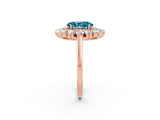 Rose gold Oval Cut Halo Cluster Diamond Ring with Pave Band and Four-Prong Setting_32