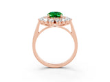 Rose gold Oval Cut Halo Cluster Diamond Ring with Pave Band and Four-Prong Setting_33