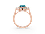 Rose gold Oval Cut Halo Cluster Diamond Ring with Pave Band and Four-Prong Setting_33