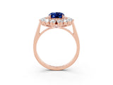 Rose gold Oval Cut Halo Cluster Diamond Ring with Pave Band and Four-Prong Setting_33
