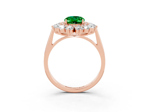 Rose gold Oval Cut Halo Cluster Diamond Ring with Pave Band and Four-Prong Setting_33