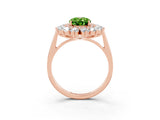 Rose gold Oval Cut Halo Cluster Diamond Ring with Pave Band and Four-Prong Setting_34