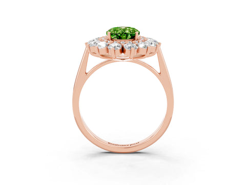 Rose gold Oval Cut Halo Cluster Diamond Ring with Pave Band and Four-Prong Setting_34