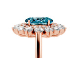 Rose gold Oval Cut Halo Cluster Diamond Ring with Pave Band and Four-Prong Setting_35