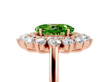 Rose gold Oval Cut Halo Cluster Diamond Ring with Pave Band and Four-Prong Setting_36