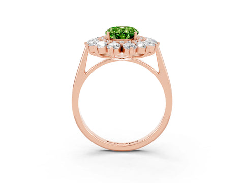 Rose gold Oval Cut Halo Cluster Diamond Ring with Pave Band and Four-Prong Setting_39