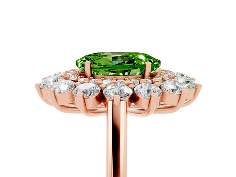 Rose gold Oval Cut Halo Cluster Diamond Ring with Pave Band and Four-Prong Setting_41