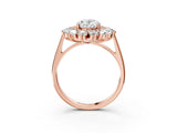 Rose gold Oval Cut Halo Cluster Diamond Ring with Pave Band and Four-Prong Setting_6