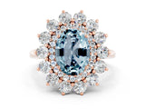 Rose gold Oval Cut Halo Cluster Diamond Ring with Pave Band and Four-Prong Setting_6